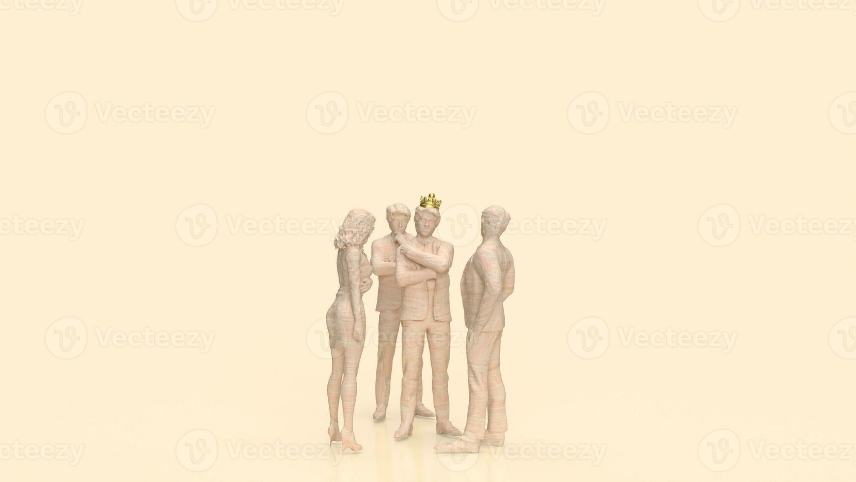 The man and gold crown for leader concept 3d rendering. photo