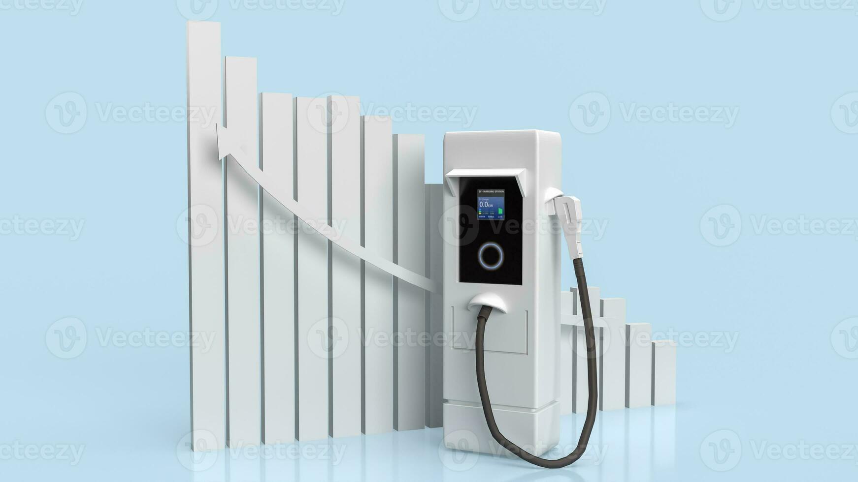Ev station and Business chart for Technology concept 3d rendering photo