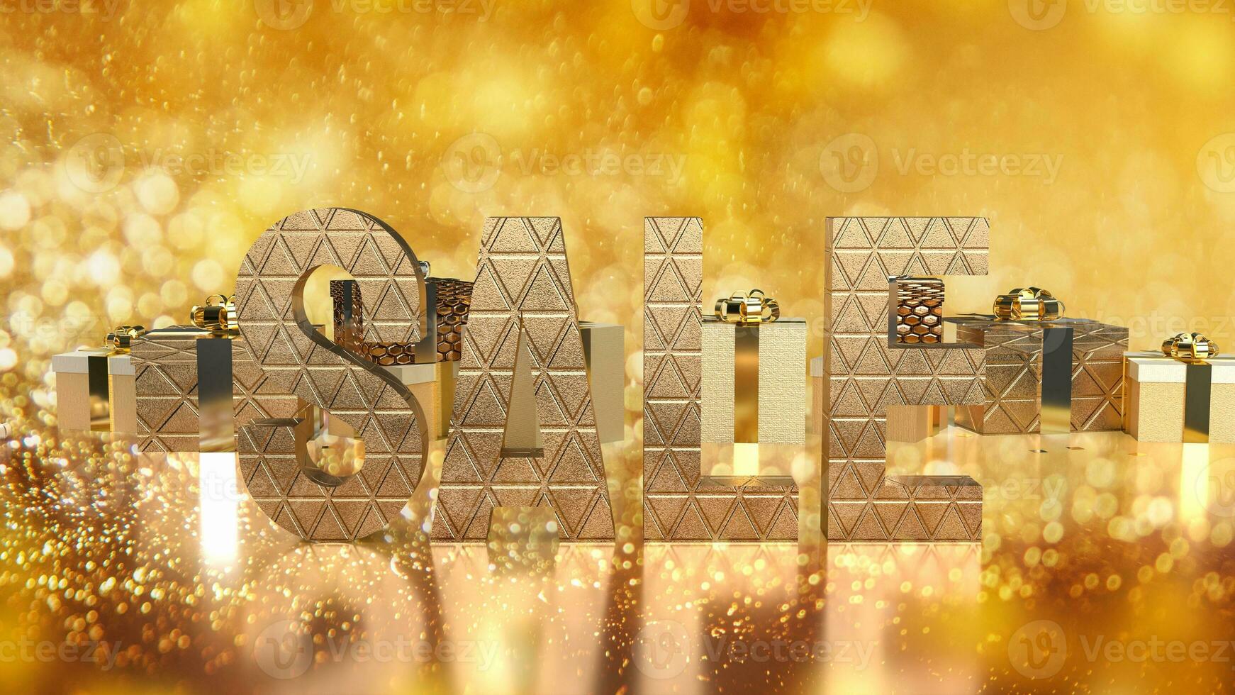 The gold sale and gift box for promotion concept 3d rendering photo