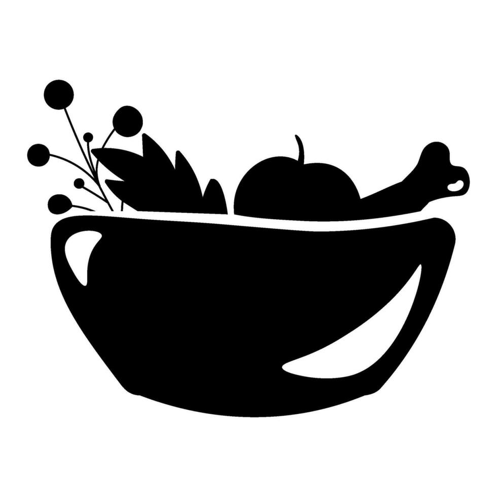 Happy Thanksgiving Bowl Of Holiday Food Silhouette vector