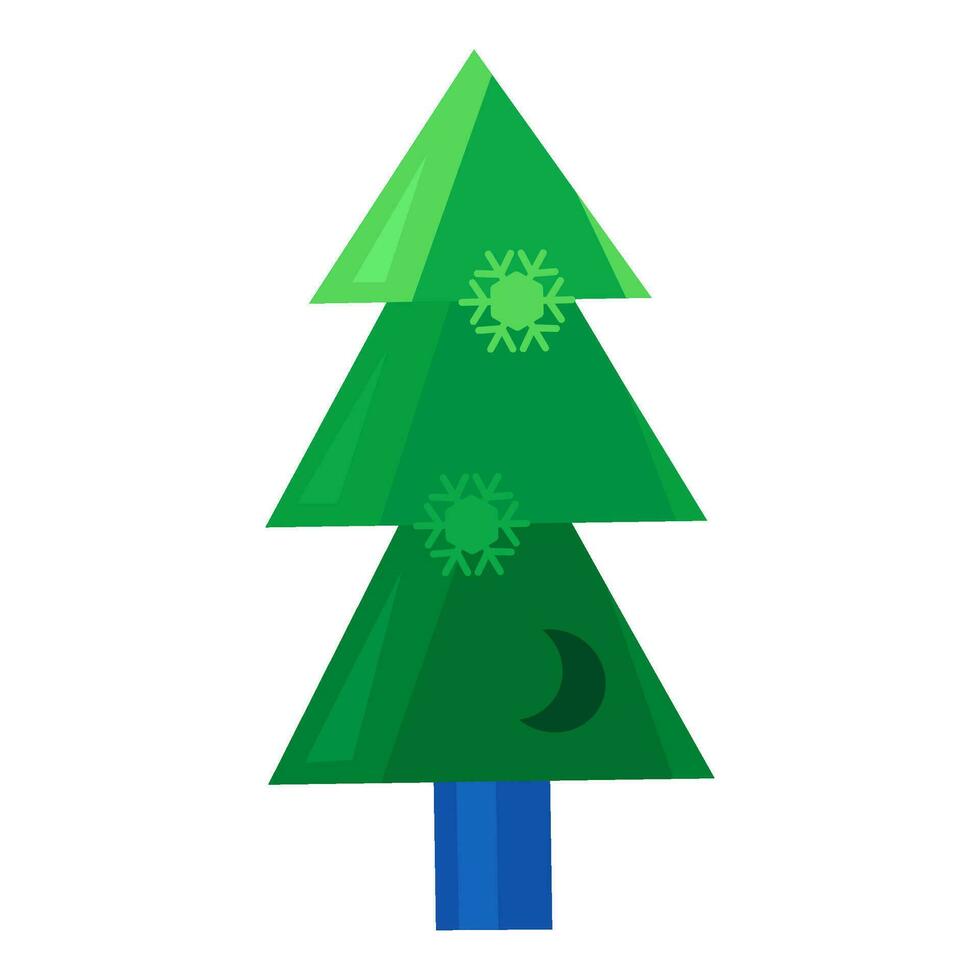 Xmas Coniferous Pine Tree Cartoon Style Icon vector