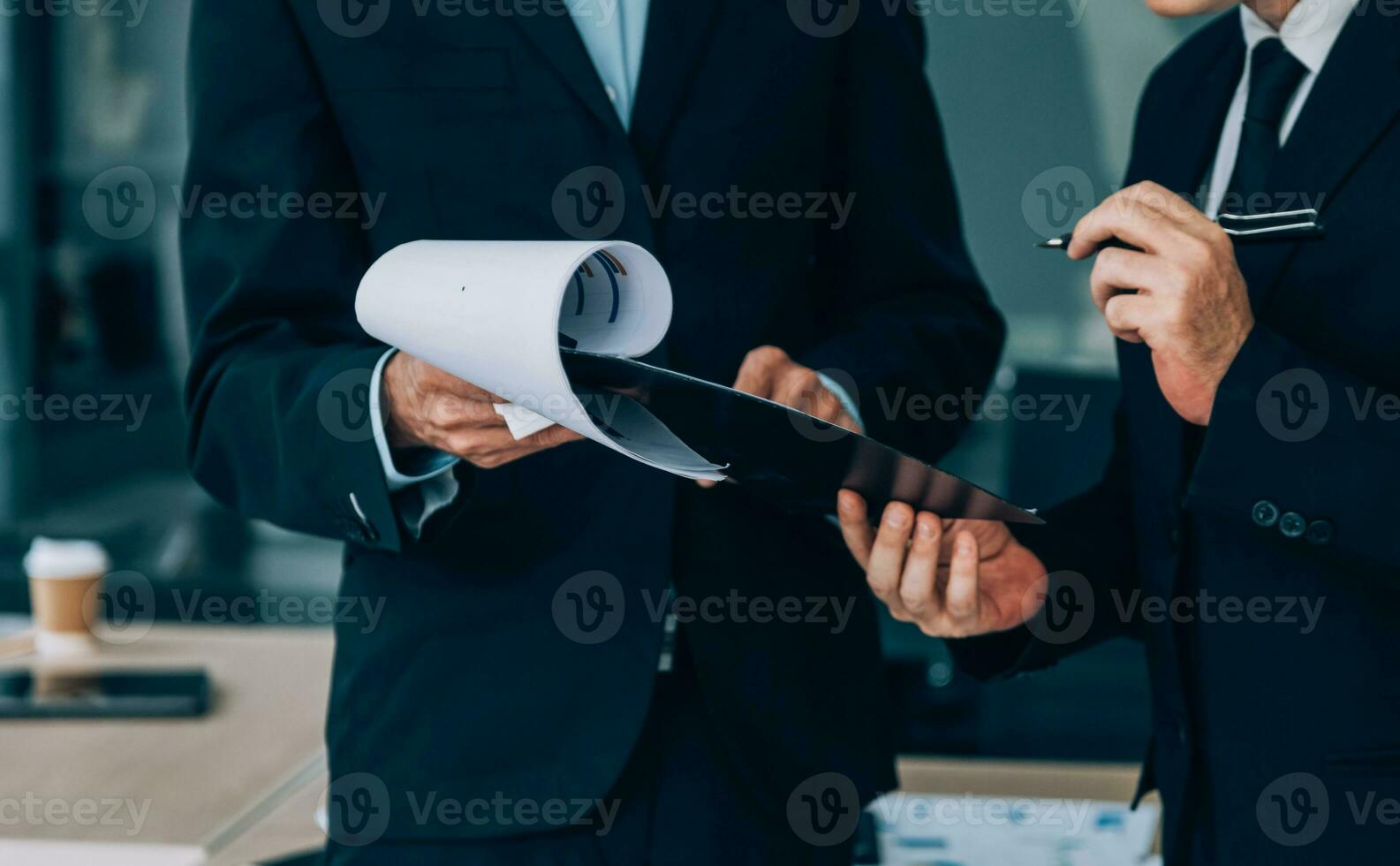 Entrepreneurs and business people conference in modern meeting room, happy multiracial coworkers have fun cooperating working together at office meeting, asian teamwork concept photo