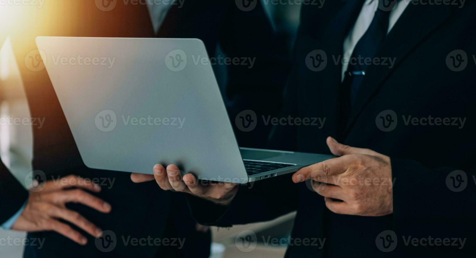 Entrepreneurs and business people conference in modern meeting room, happy multiracial coworkers have fun cooperating working together at office meeting, asian teamwork concept photo