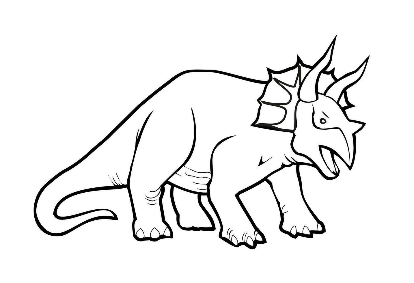 Coloring page. Dino illustration for kids. Colour book. Triceratops dinosaur isolated. Paleontology. Flat vector illustration.