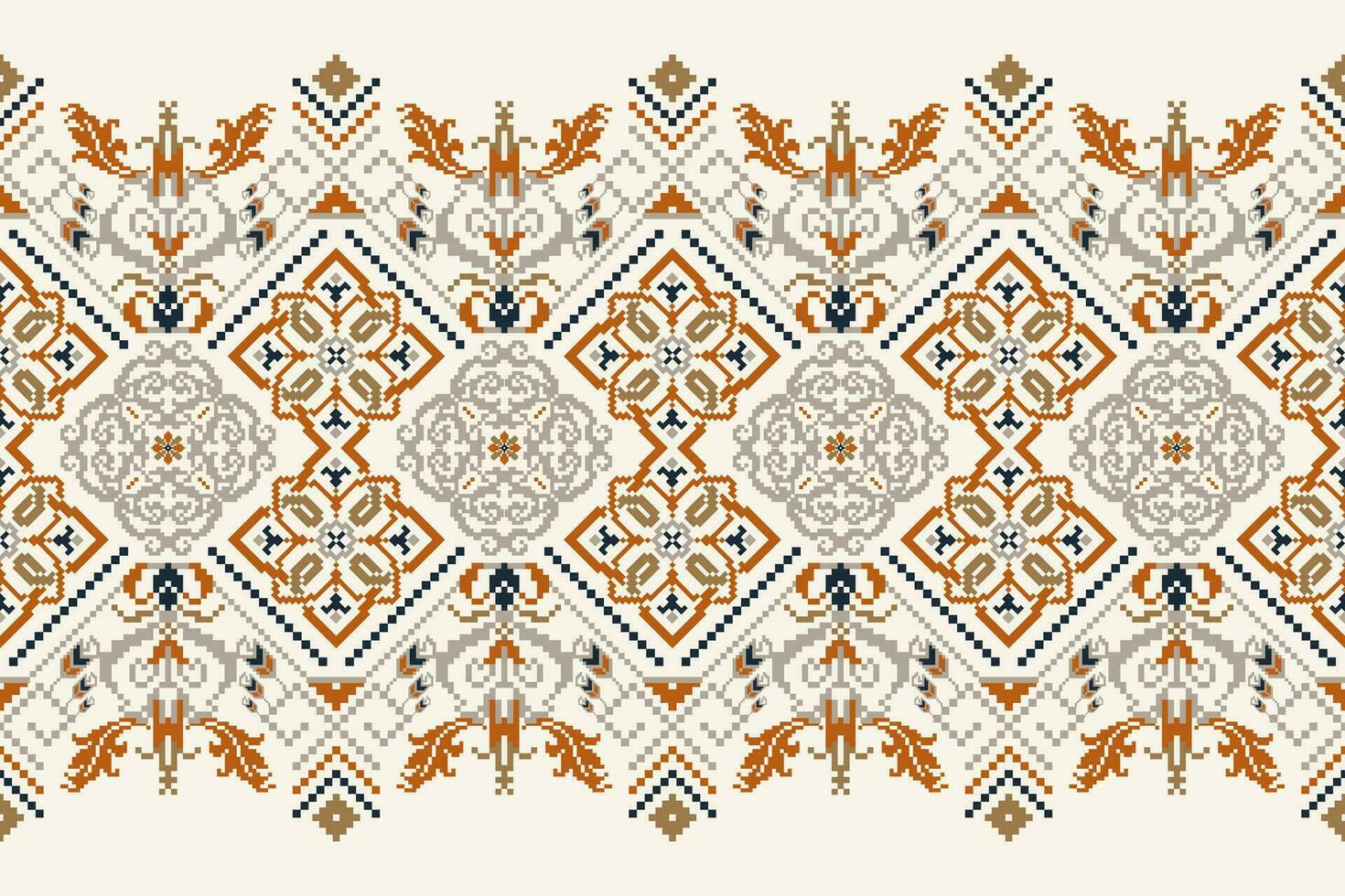 floral cruzar puntada bordado en blanco fondo.geometrico étnico oriental modelo tradicional.azteca estilo resumen vector ilustración.diseño para textura,tela,ropa,envoltura,decoración,pareo.