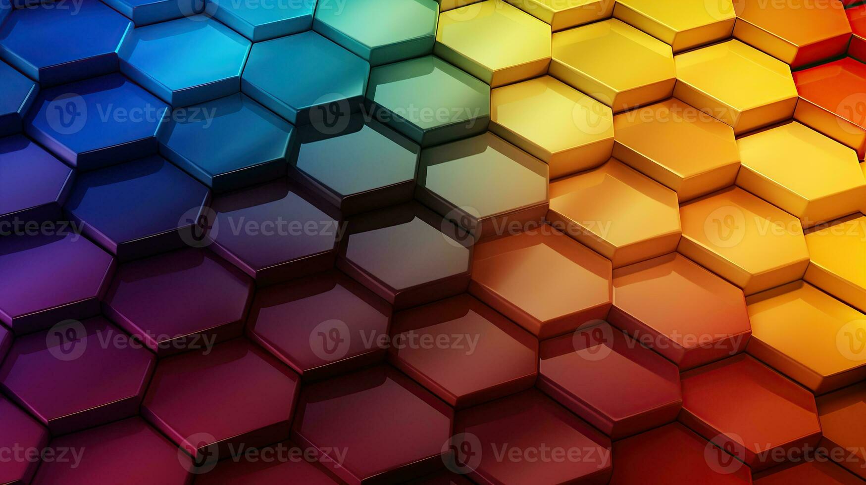 3D Illustration. Multi color gradient geometric hexagonal abstract background photo