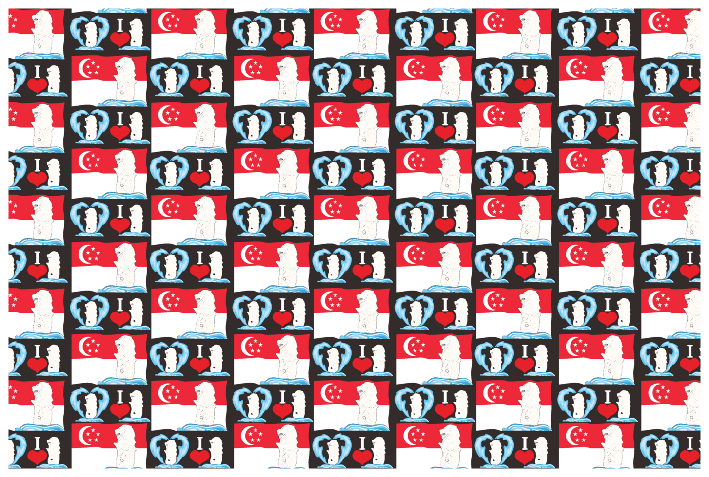 Merlion Singapore Pattern Background png