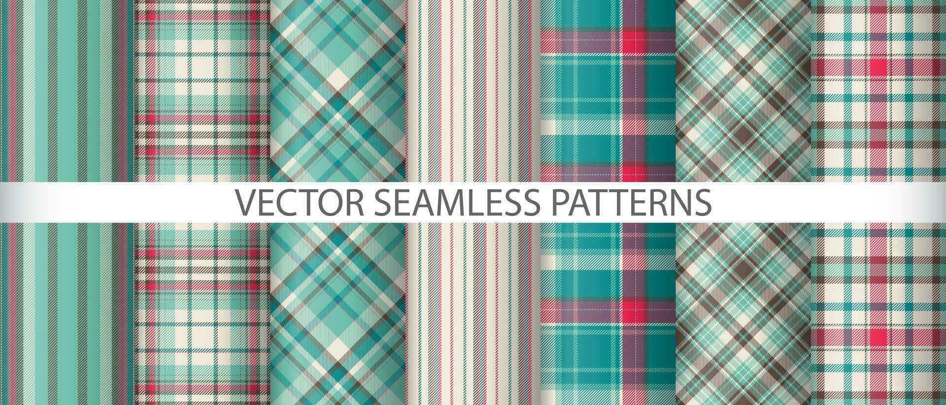 Set plaid fabric texture. Tartan vector seamless. Check pattern background textile.