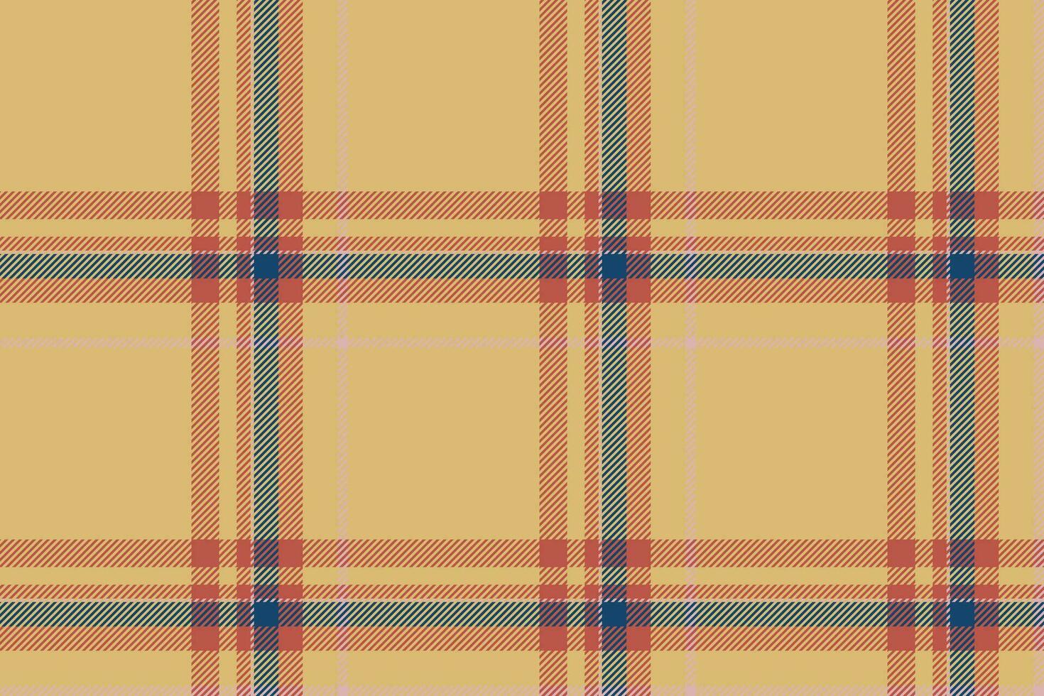 Plaid background, check seamless pattern in beige. Vector fabric texture for textile print, wrapping paper, gift card or wallpaper.