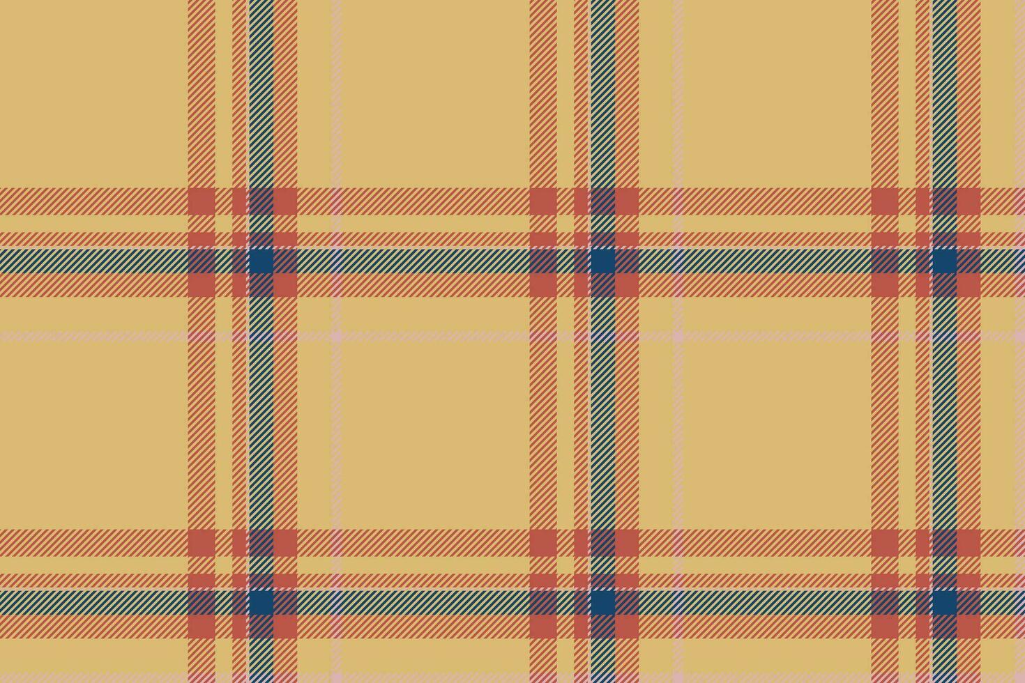 Plaid background, check seamless pattern in beige. Vector fabric texture for textile print, wrapping paper, gift card or wallpaper.