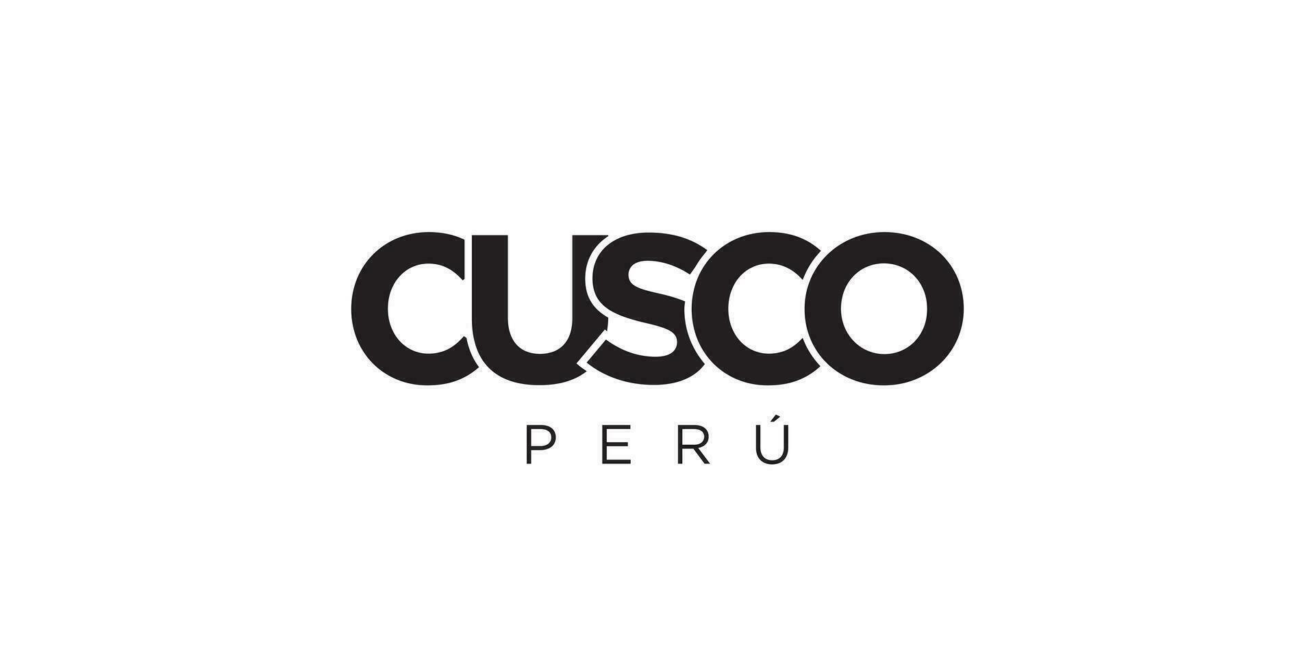 cusco en el Perú emblema. el diseño caracteristicas un geométrico estilo, vector ilustración con negrita tipografía en un moderno fuente. el gráfico eslogan letras.