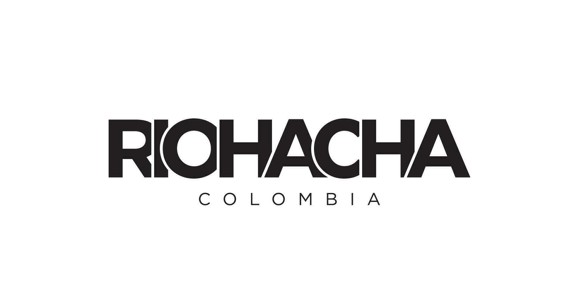 riohacha en el Colombia emblema. el diseño caracteristicas un geométrico estilo, vector ilustración con negrita tipografía en un moderno fuente. el gráfico eslogan letras.