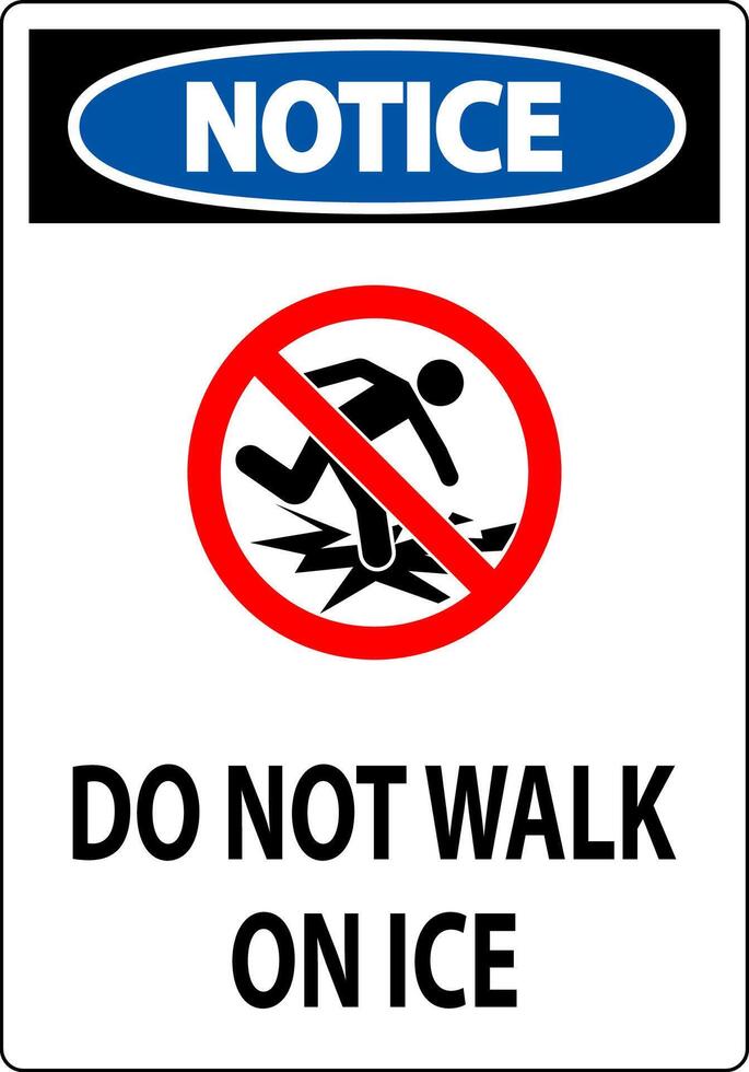 Notice Sign Do Not Walk On Ice vector