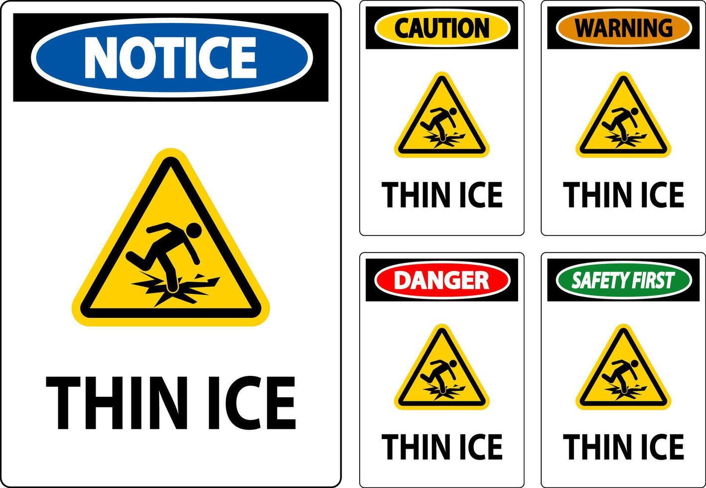 Water Safety Sign Danger - Thin Ice vector