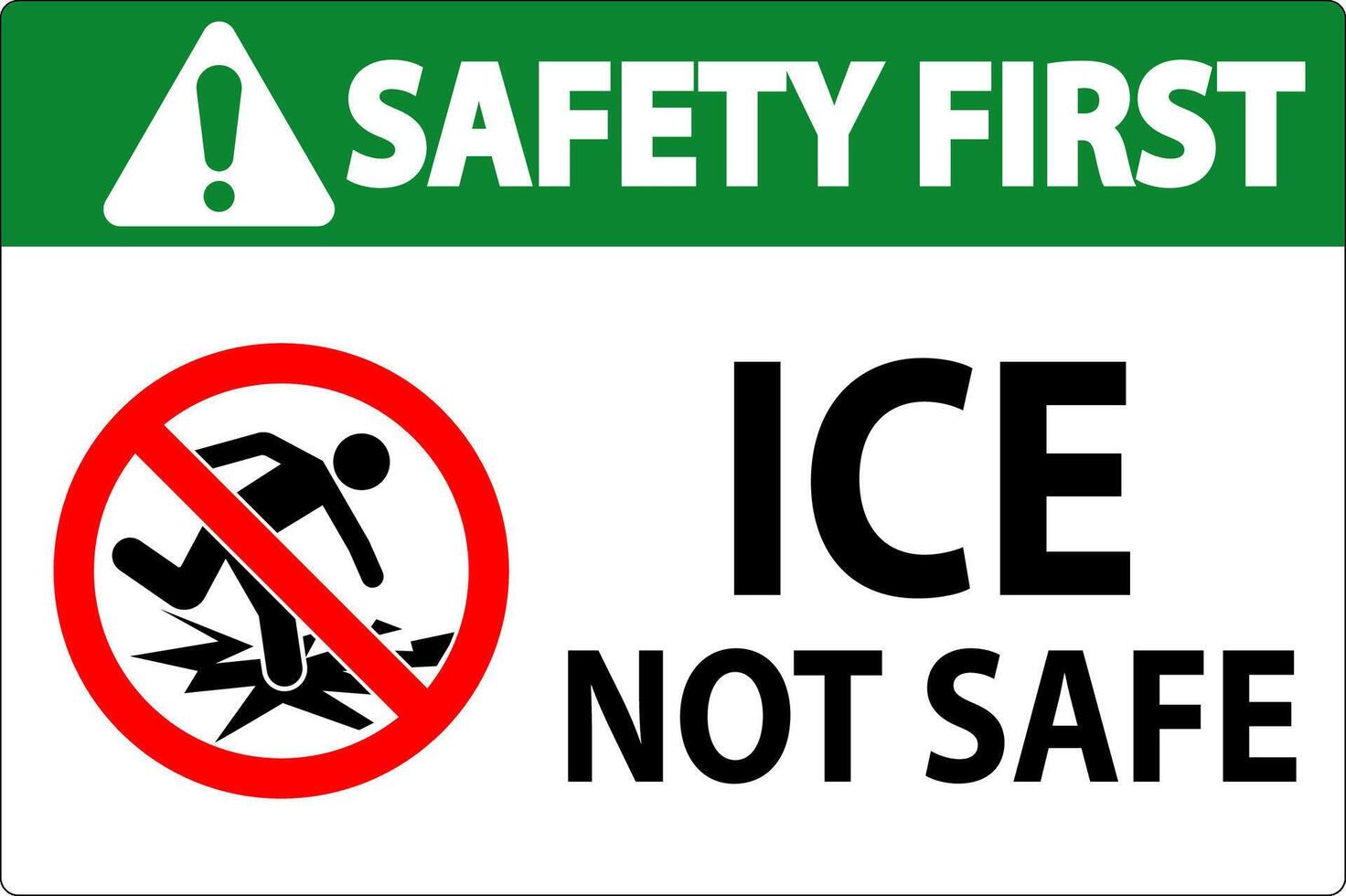 Safety First Sign Ice Not Safe vector