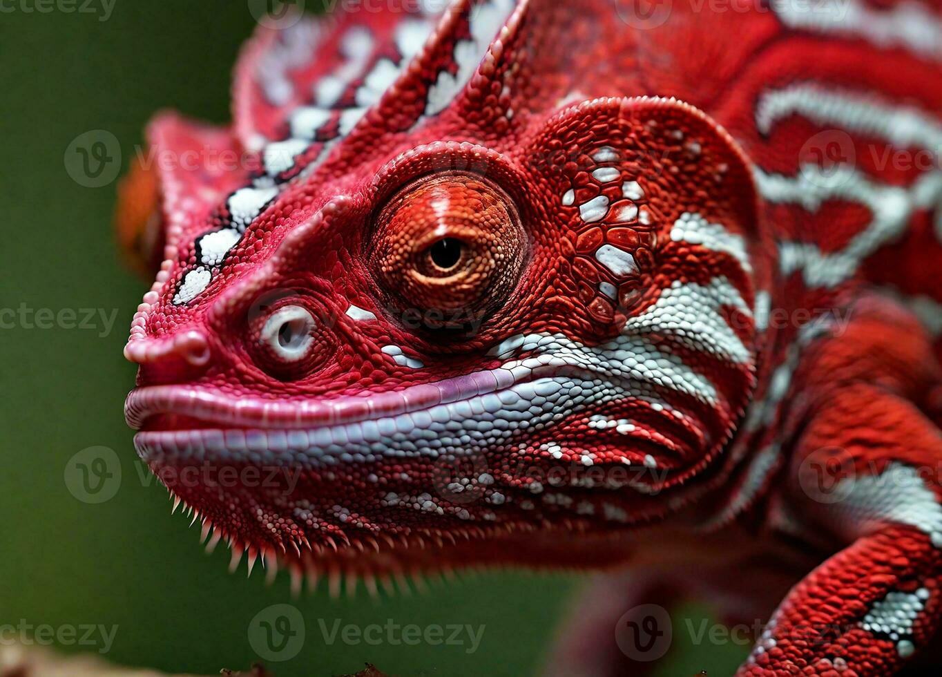 explorar el intrincado detalles de un camaleón piel textura en un extremo de cerca foto