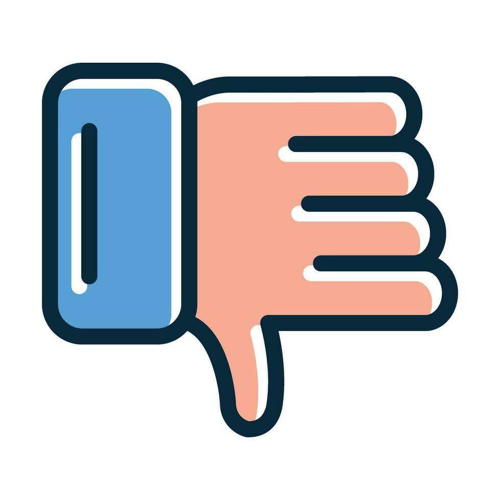Thumbs Down Vector Thick Line Filled Dark Colors