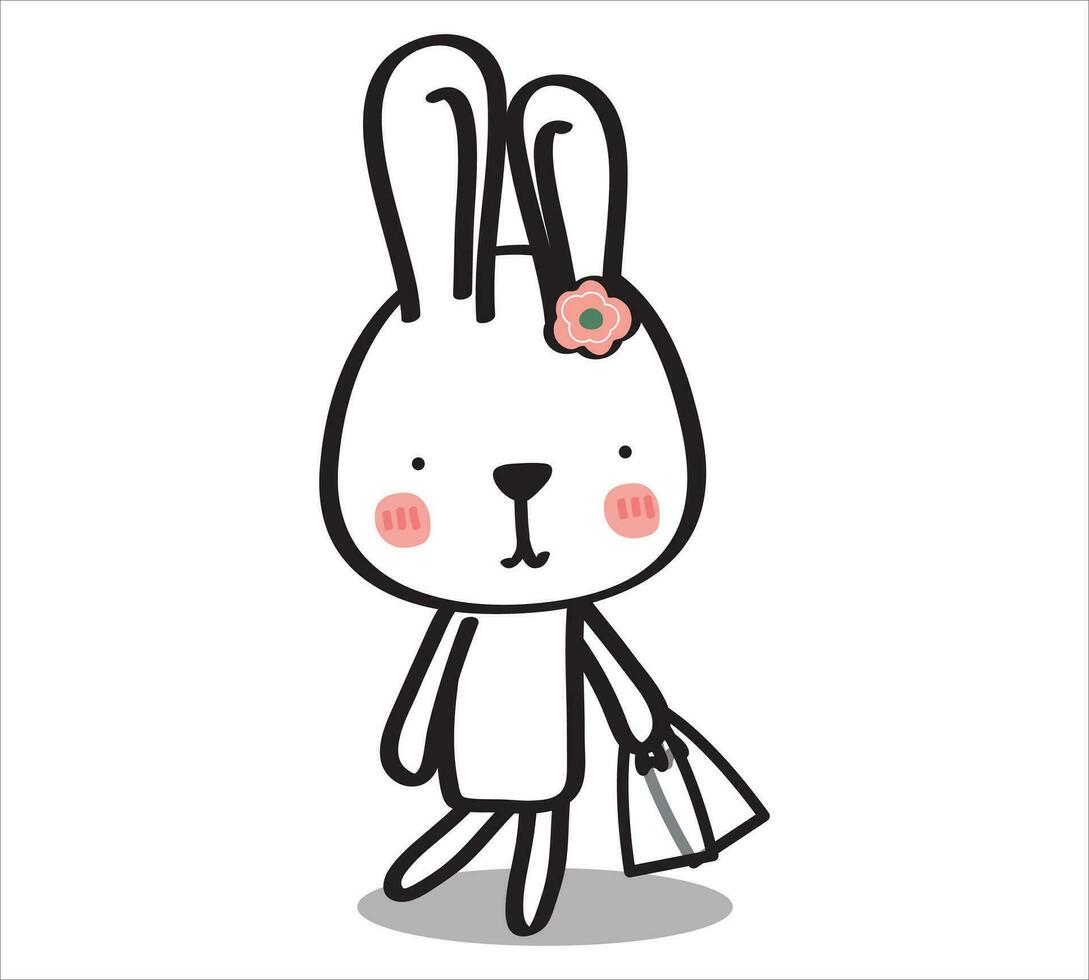 linda Pascua de Resurrección blanco conejito. Conejo dibujos animados vector recopilación. animal personaje.