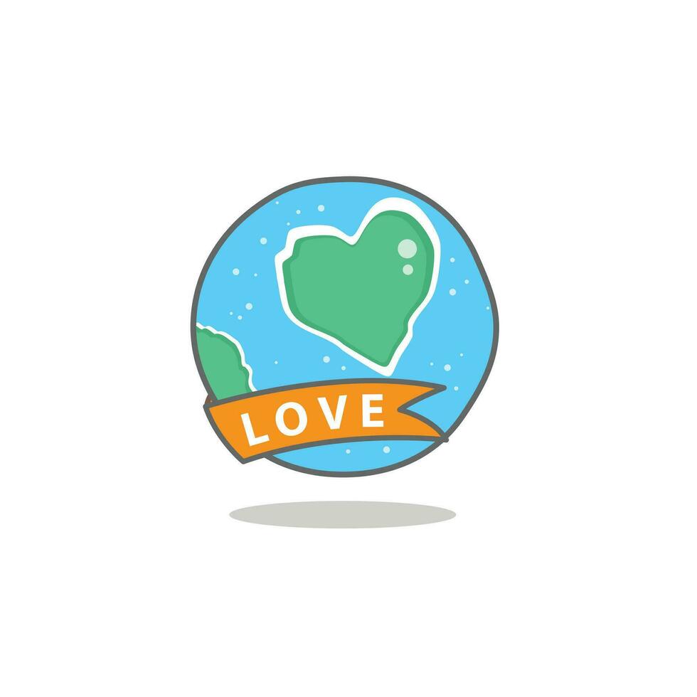 Planet earth with a heart. Vector illustration