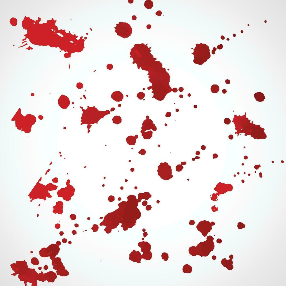 Blood drops and splatters isolated on white background. Halloween bloody background. vector