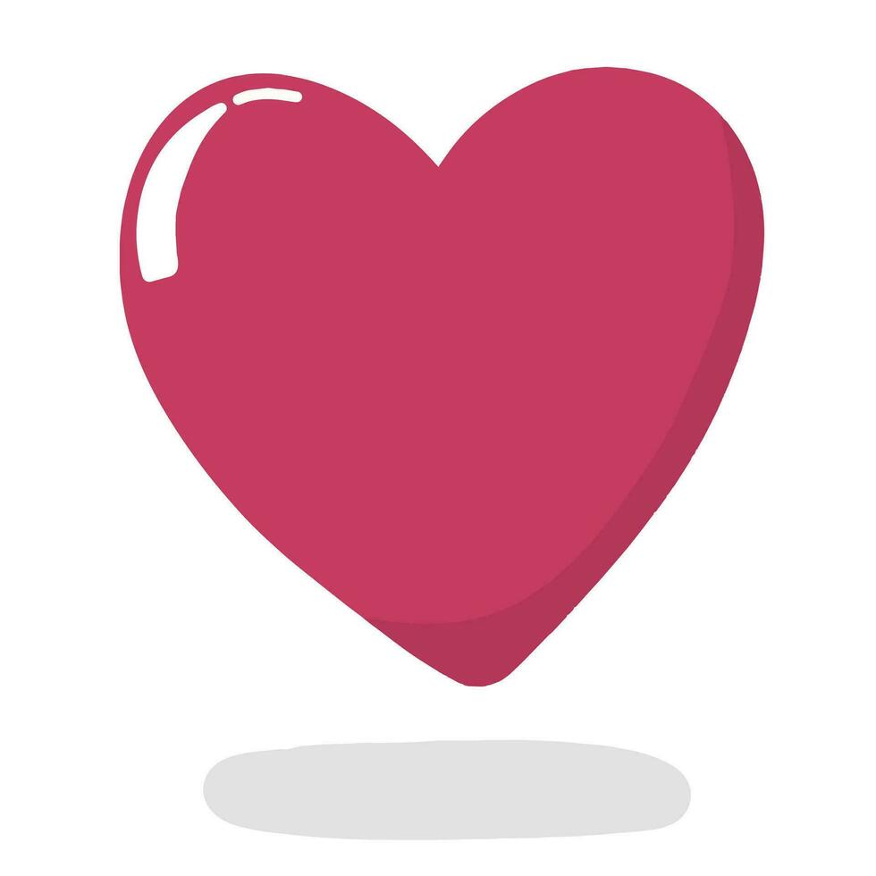 A pink heart isolated on withe background with a little shadow vector