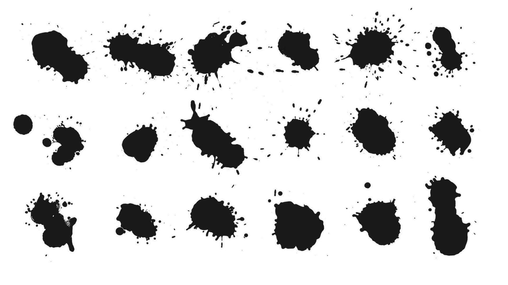 Set of Grunge Design Elements. Black blots. Brush Strokes. Vector illustration