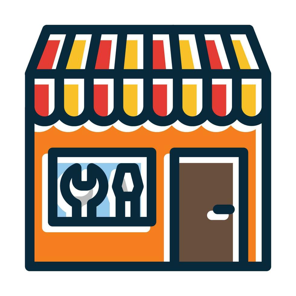 Repair Shop Vector Thick Line Filled Dark Colors