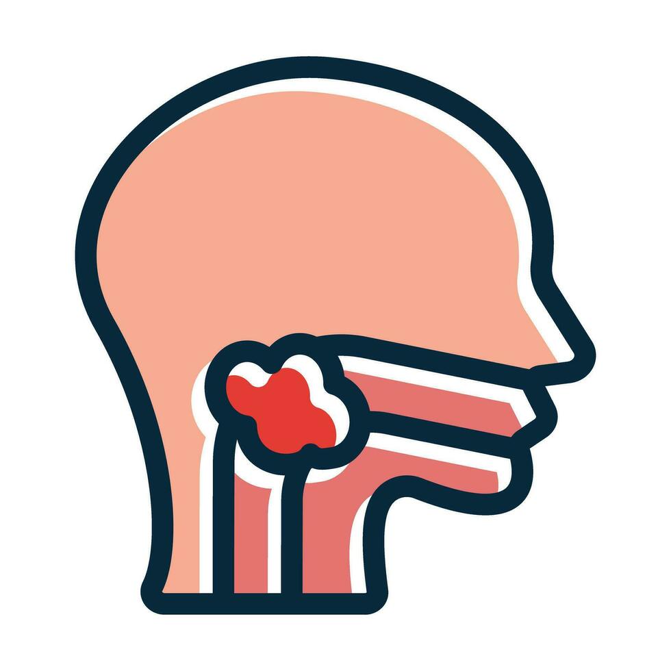 Throat Cancer Vector Thick Line Filled Dark Colors