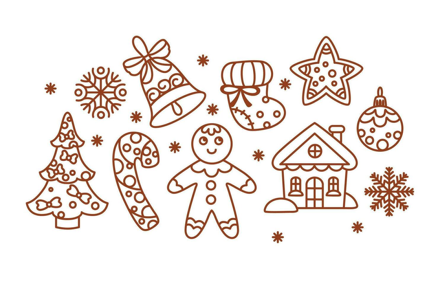 Christmas icon set. Christmas cookies and other traditional attributes. Vector. vector