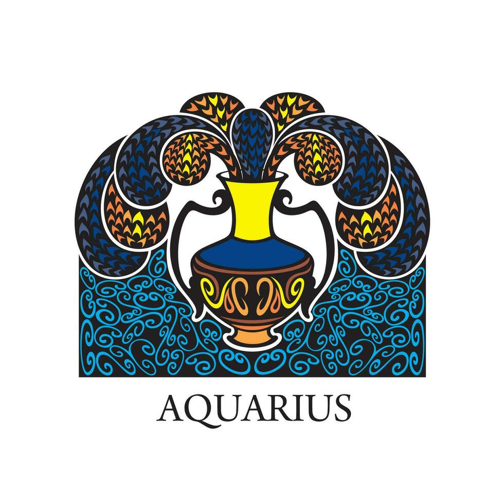 Vector of aquarius horoscope sign