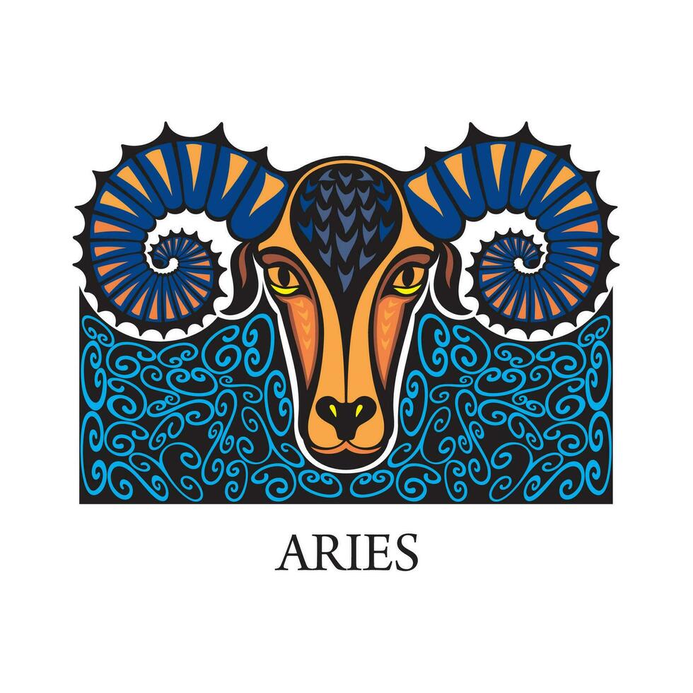 Vector aries horoscope zodiac sign
