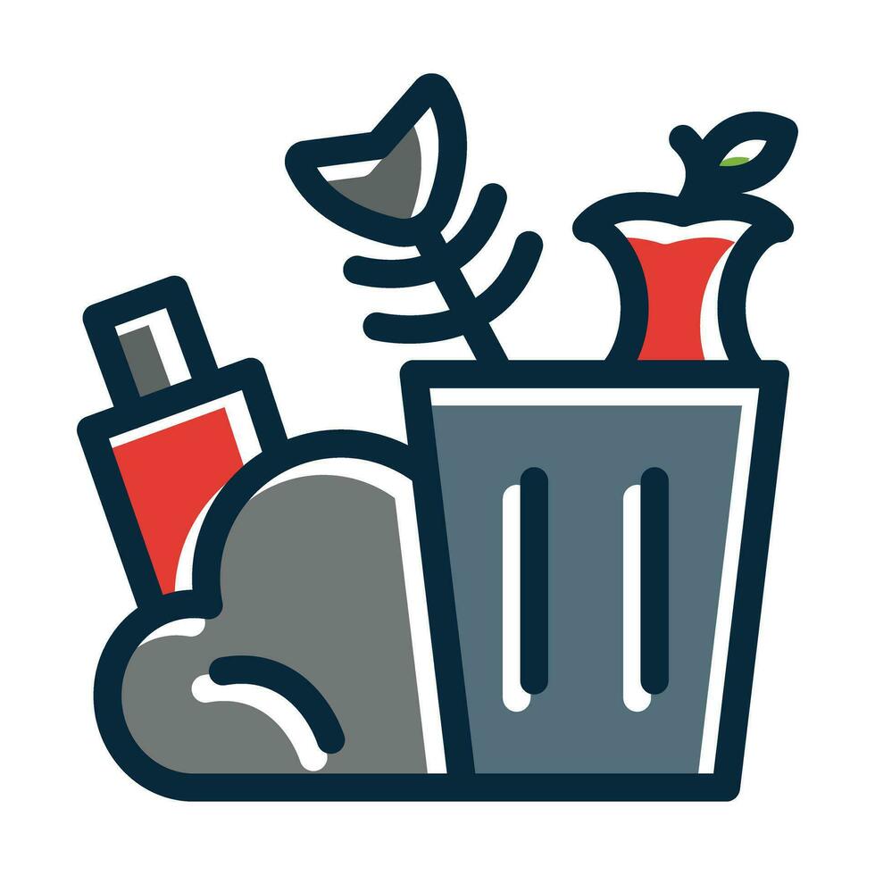 Rubbish Vector Thick Line Filled Dark Colors