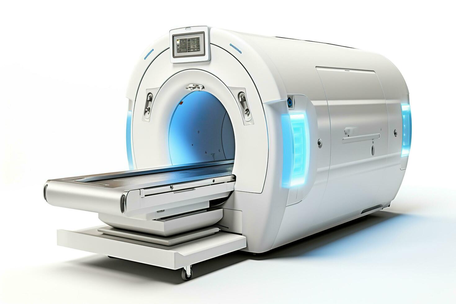 Modern MRI machine, isolated on a white background. Generative AI photo