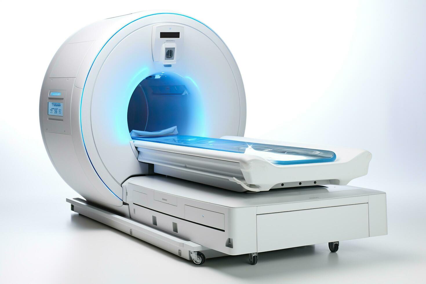 moderno mri máquina, aislado en un blanco antecedentes. generativo ai foto