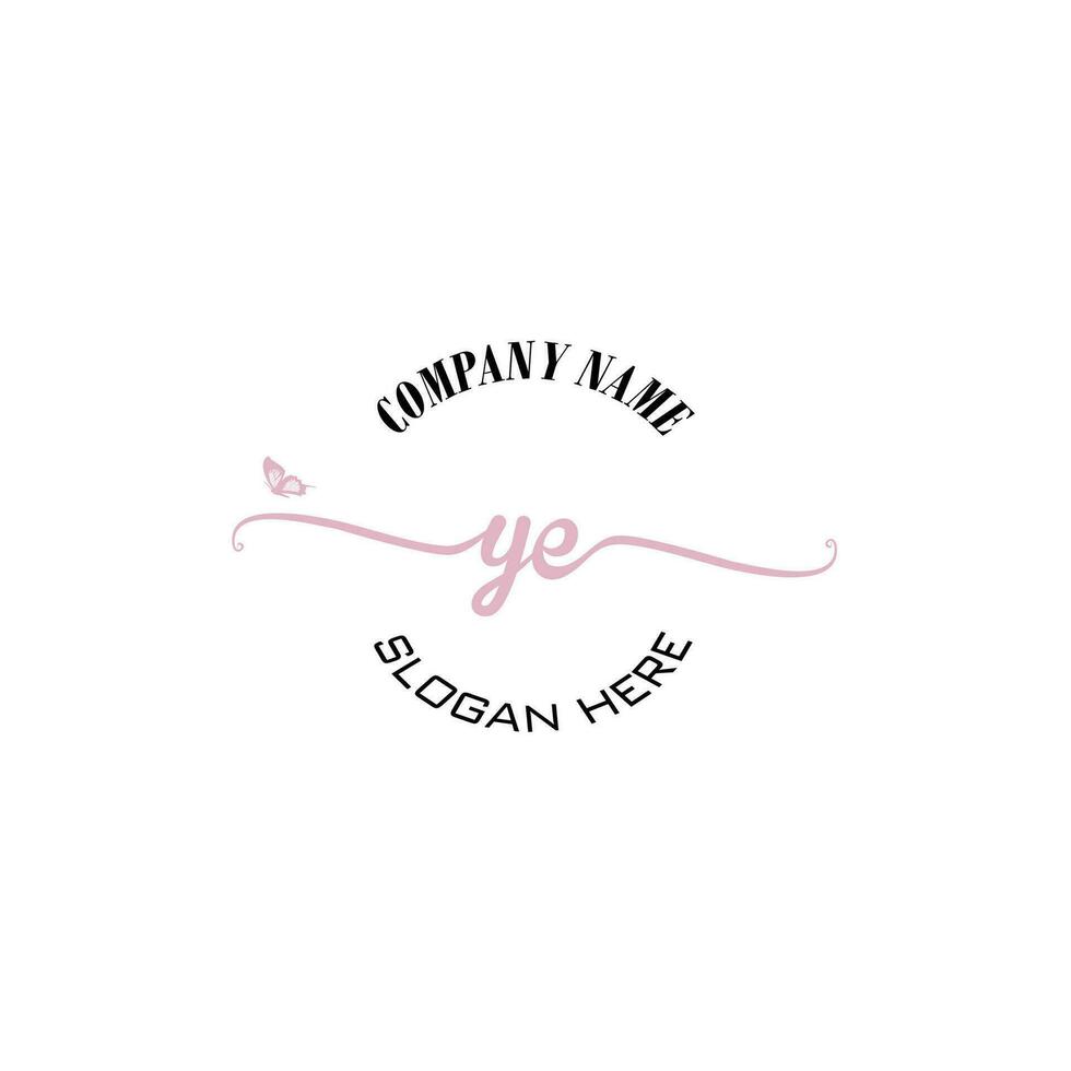 YE Initial logo monogram butterfly handwriting signature vector