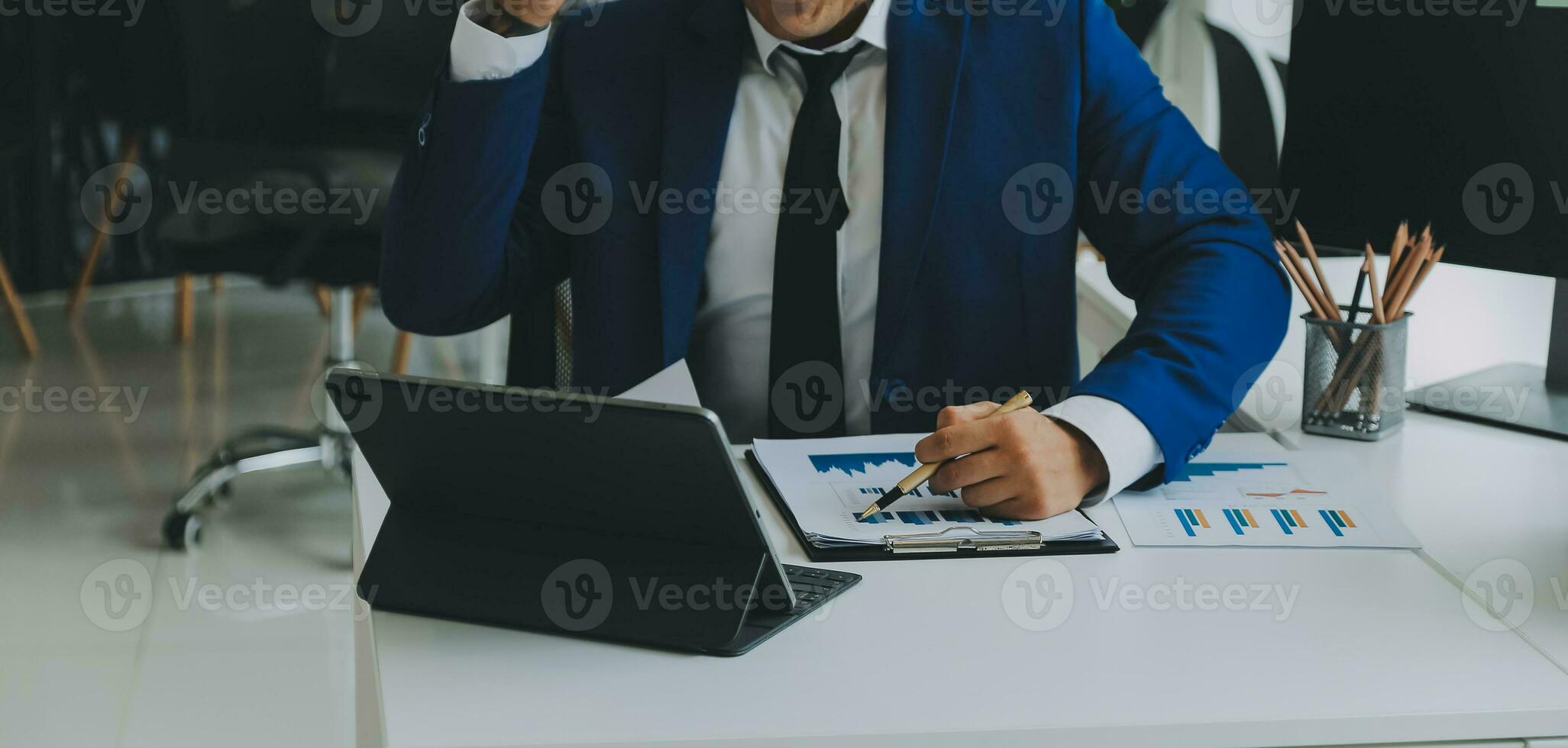 Team of business people working together in the meeting room office, teamwork background charts and graphs banner, double exposure successful teamwork,business planning concept. photo