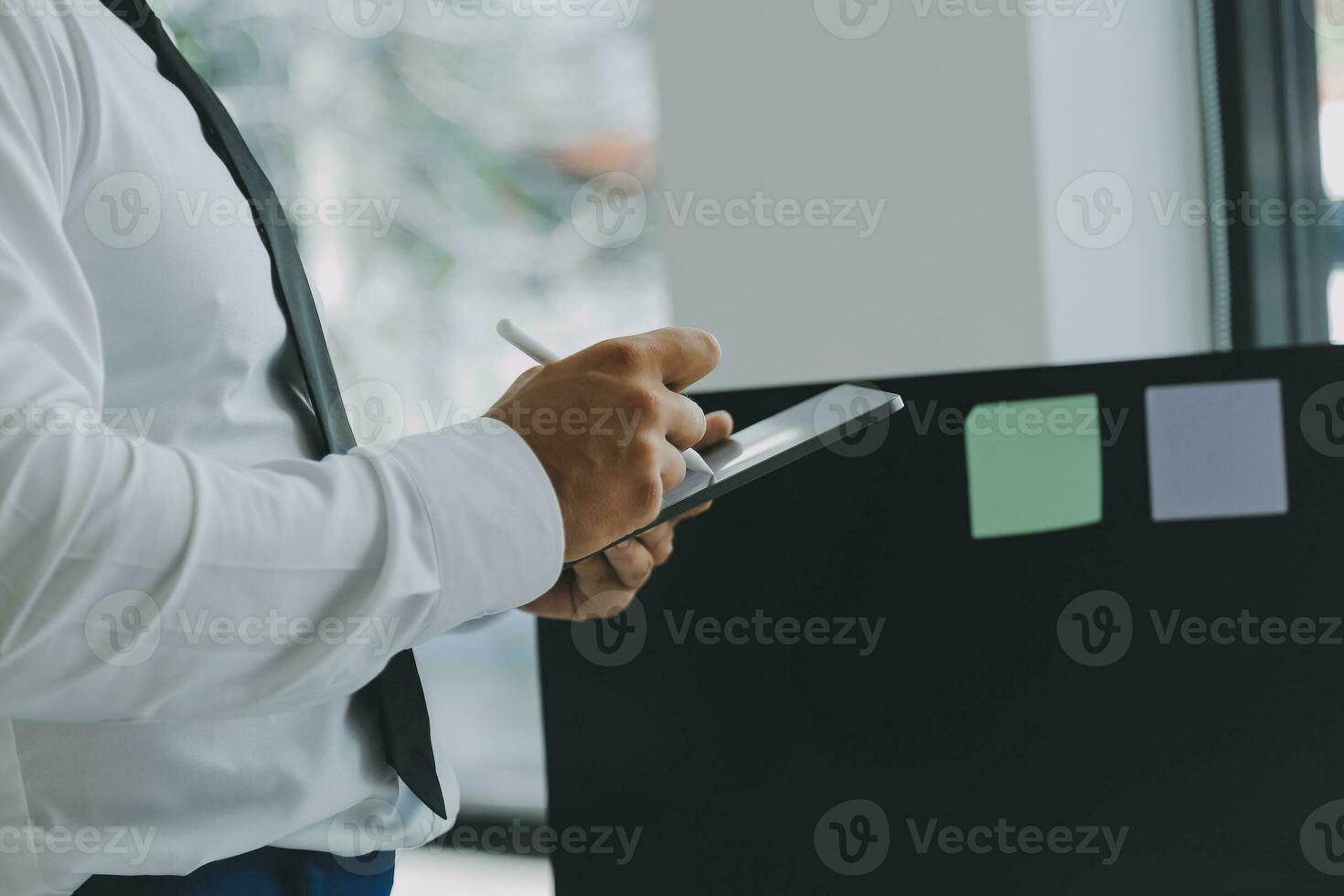 Construction and structure concept of Engineer or architect meeting for project working with partner and engineering tools on model building and blueprint in working site, contract for both companies. photo