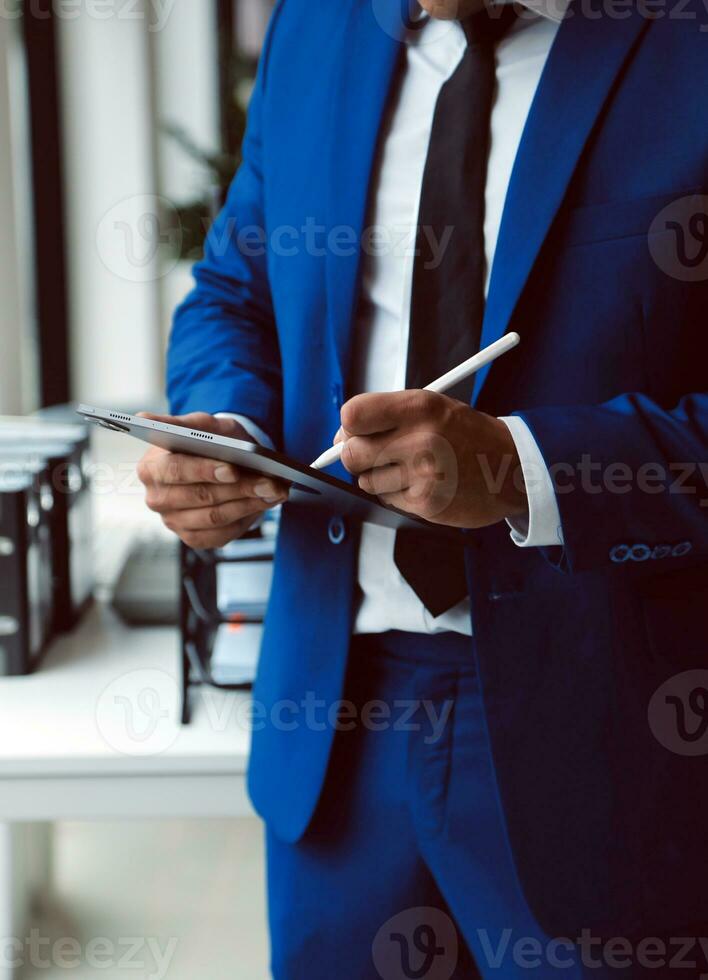 Team of business people working together in the meeting room office, teamwork background charts and graphs banner, double exposure successful teamwork,business planning concept. photo