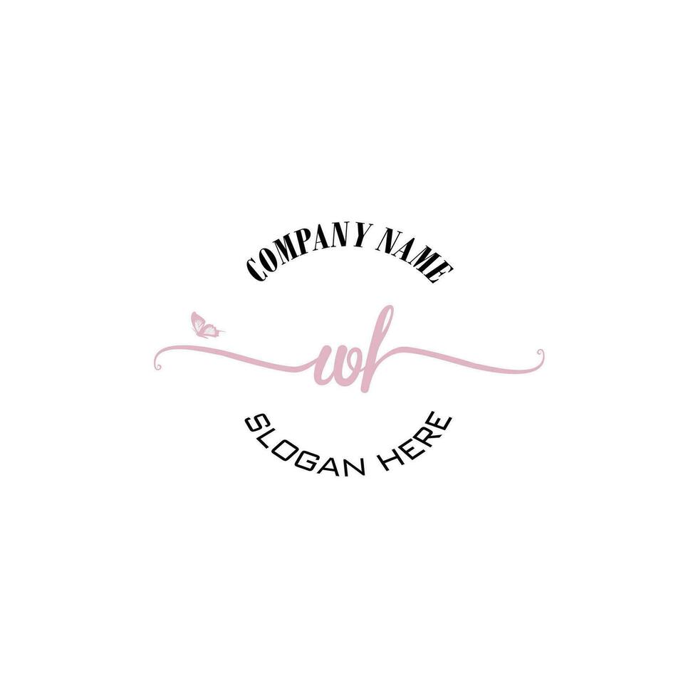 WF Initial logo monogram butterfly handwriting signature vector