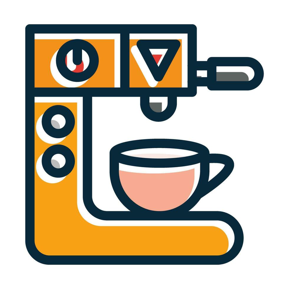Coffee Maker Machine Vector Thick Line Filled Dark Colors