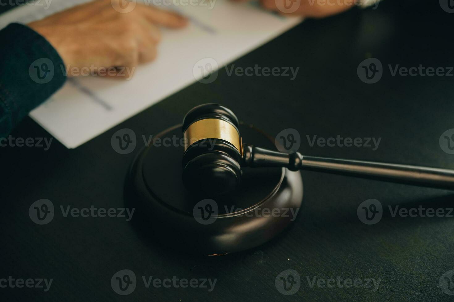 Lawyer, legal advisor, businessman brainstorming information on agreement details Business contracts in legal processing books for accuracy in contract documents. joint financial investment. photo