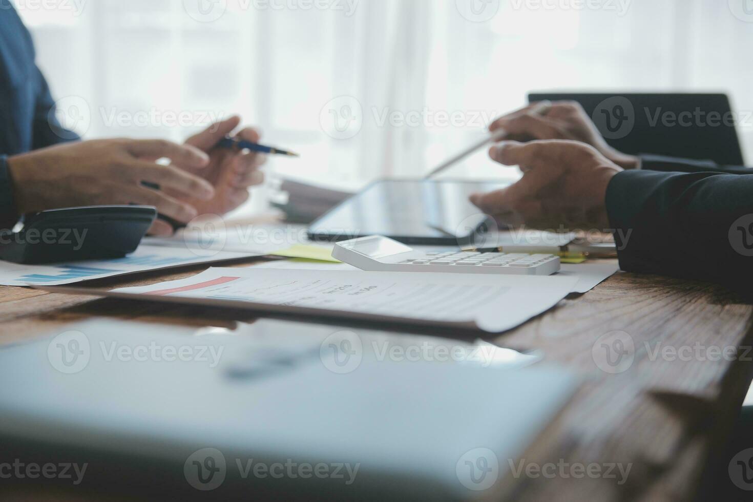 Team of business people working together in the meeting room office, teamwork background charts and graphs banner, double exposure successful teamwork,business planning concept. photo