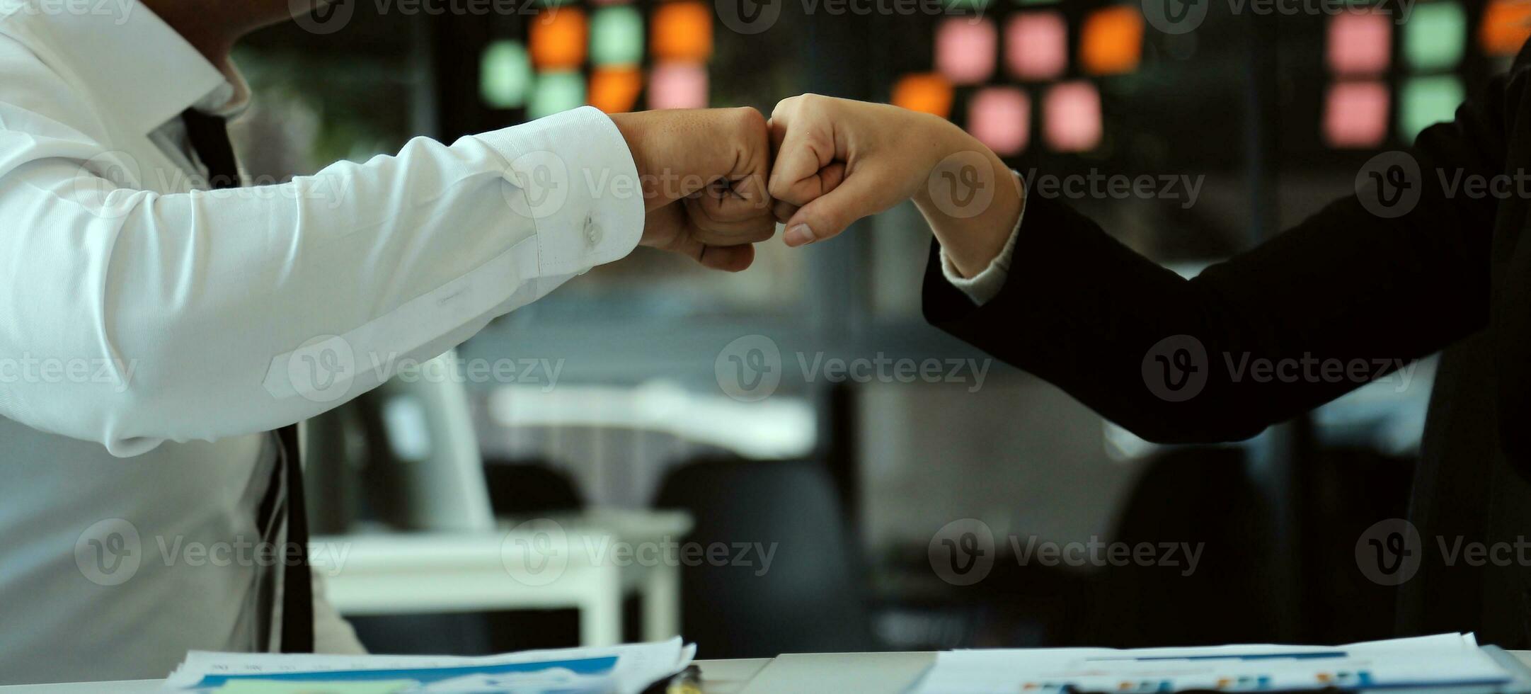 Business handshake for teamwork of business merger and acquisition,successful negotiate,hand shake,two businessman shake hand with partner to celebration partnership and business deal concept photo