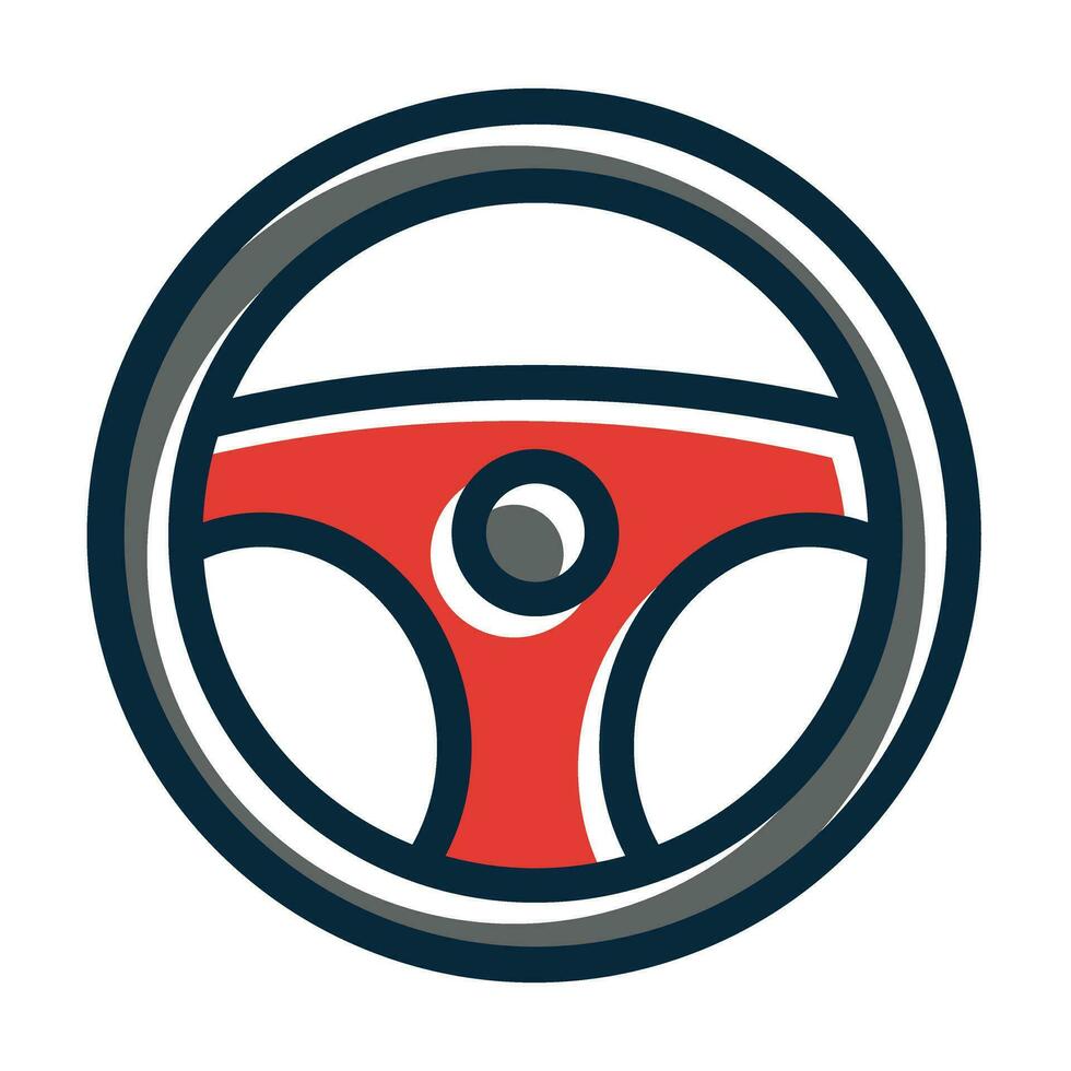 Steering Wheel Vector Thick Line Filled Dark Colors