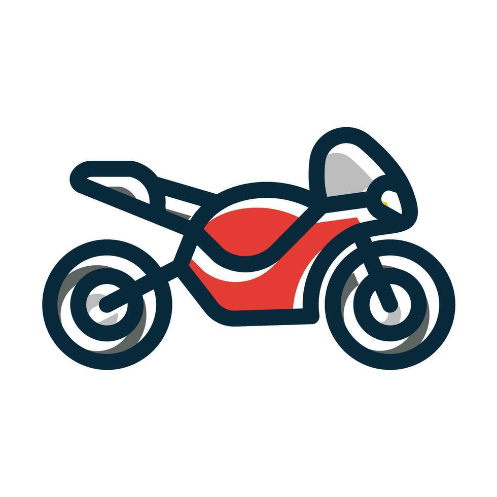 Motorbike Vector Thick Line Filled Dark Colors