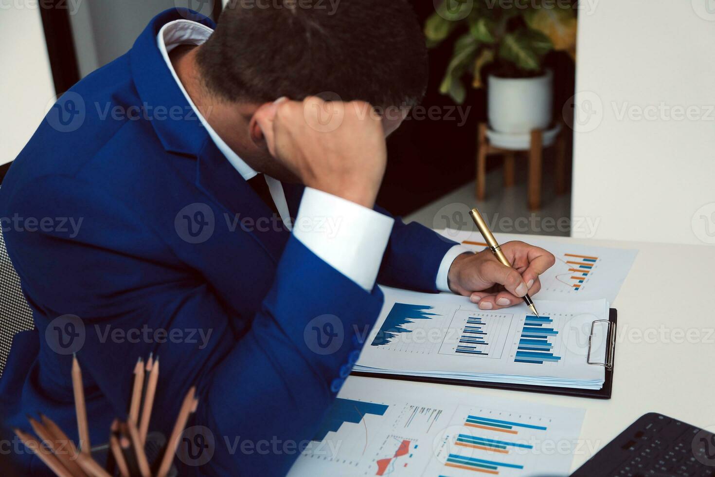 Team of business people working together in the meeting room office, teamwork background charts and graphs banner, double exposure successful teamwork,business planning concept. photo