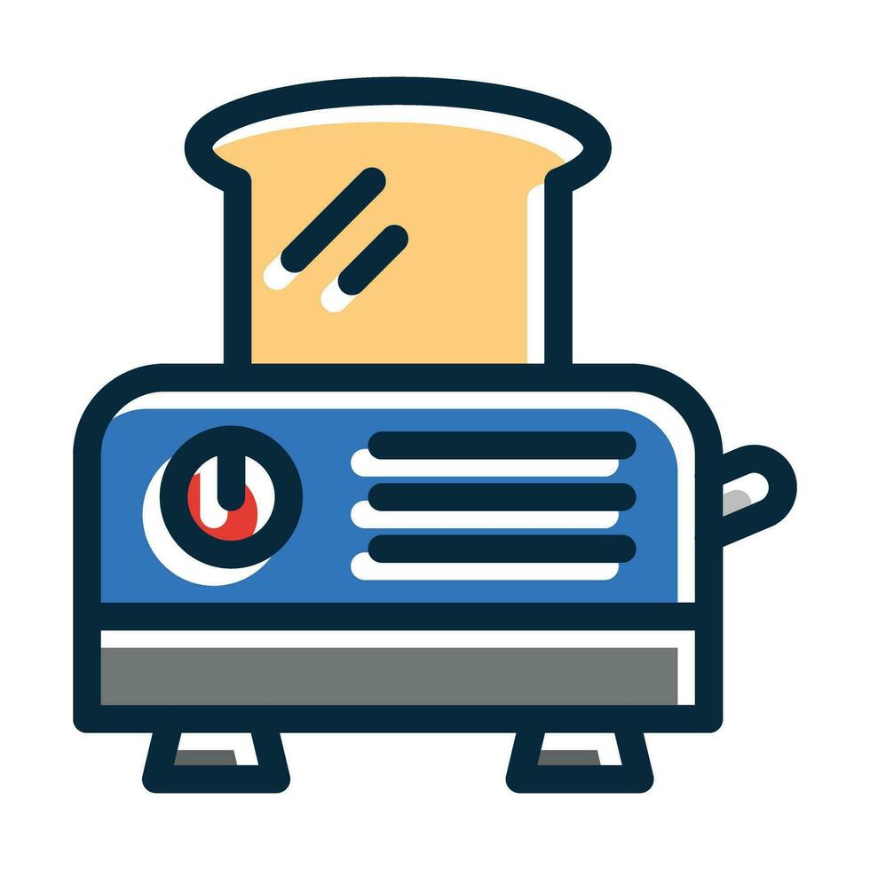 Toaster Vector Thick Line Filled Dark Colors