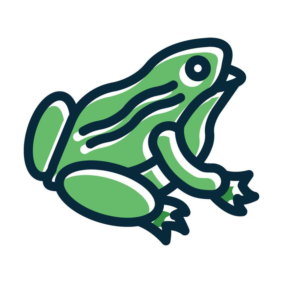 Frog Vector Thick Line Filled Dark Colors