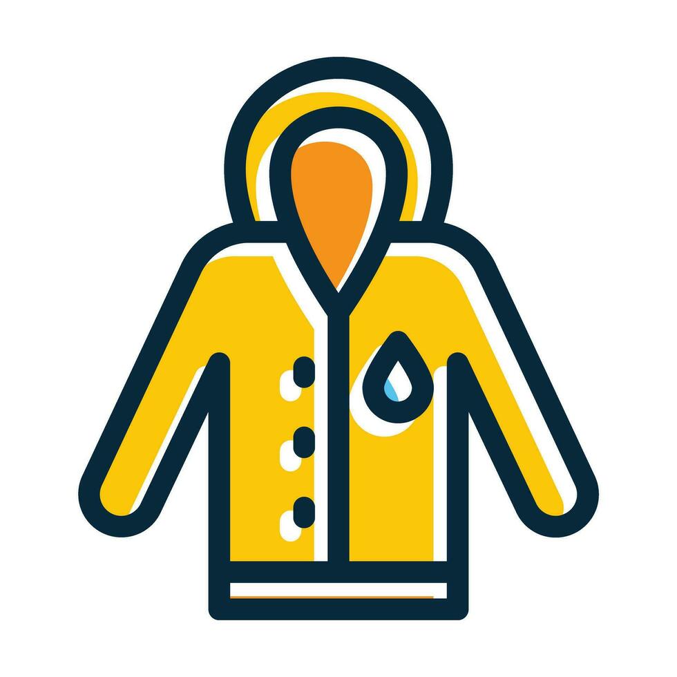 Raincoat Vector Thick Line Filled Dark Colors