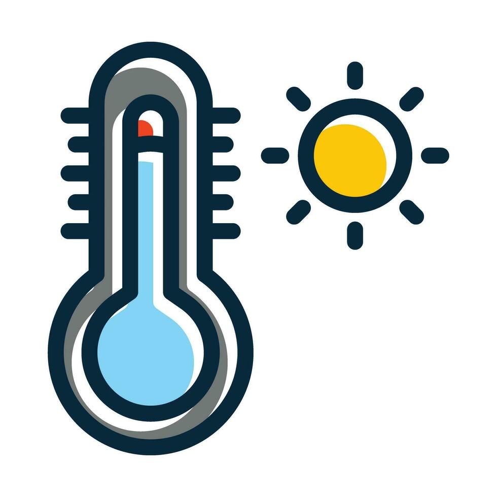 Temperature Vector Thick Line Filled Dark Colors